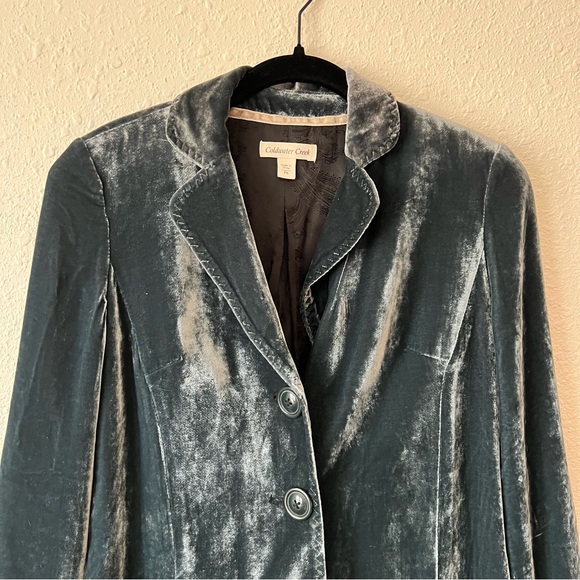 Coldwater Creek Velvet Duster Blazer Jacket Teal Blue Size 6P - Picture 2 of 7